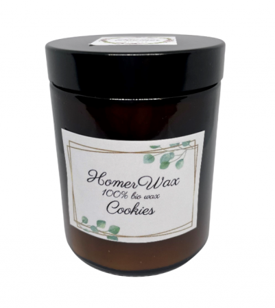 Lumanare parfumata din ceara naturala de soia in recipient reutilizabil borcan ambra cu capac negru cantitate ceara 170 g [1]