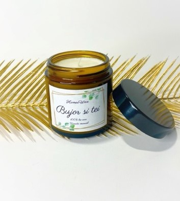 Lumanare parfumata din ceara naturala de soia in recipient reutilizabil borcan termorezistent din sticla neagra ambra cantitate 110 g [6]