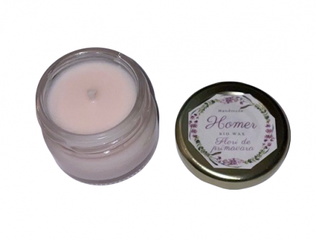 Marturii nunta / botez - Lumanare parfumata din ceara naturala de soia in borcan de sticla transparenta cu capac argintiu auriu aroma cantitate ceara 25 g