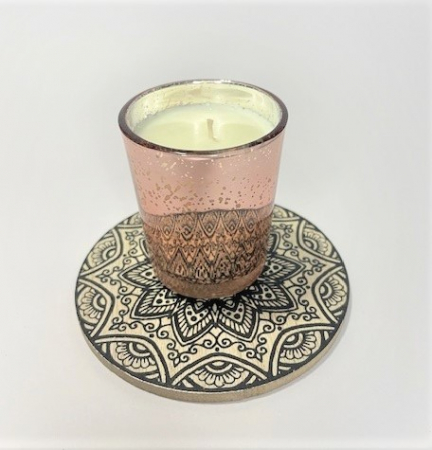 Lumanare parfumata, ceara soia, aroma Cookies, 75 g, suport lemn mandala [5]