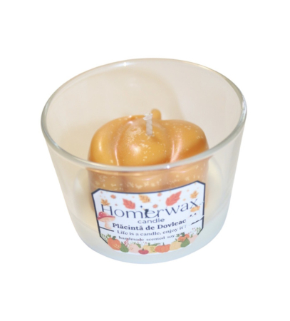 Lumanari parfumate - Lumanare parfumata din ceara de soia, model Dovleac, aroma Placinta de Dovleac, 90 g