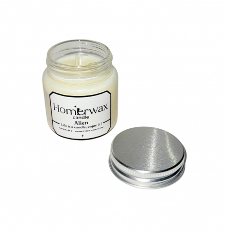 Lumanari parfumate - Lumanare parfumata din ceara naturala de soia in borcan de sticla transparenta borosilicata cu capac argintiu aroma cantitate ceara 50 g