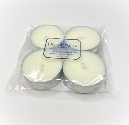 Set lumanari neparfumate din ceara naturala de soia tip pastila 4 buc 50 g cantitate ceara / set argintiu culoarea ambalaj [4]