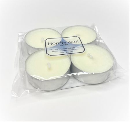 Set lumanari neparfumate din ceara naturala de soia tip pastila 4 buc 50 g cantitate ceara / set argintiu culoarea ambalaj [5]