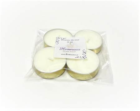 Set lumanari neparfumate din ceara naturala de soia tip pastila 4 buc 50 g cantitate ceara / set argintiu culoarea ambalaj [2]