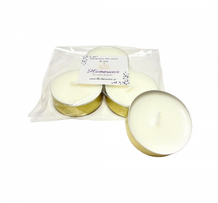 Set lumanari neparfumate din ceara naturala de soia tip pastila 4 buc 50 g cantitate ceara / set argintiu culoarea ambalaj [0]