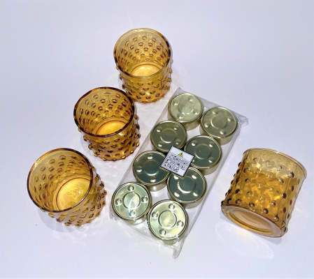 4 pahare aurii si 8 lumanari neparfumate din ceara naturala de soia, tip pastila, 128 g [3]