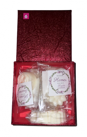 Seturi cadou - Set cadou ceara parfumata de soia format din o cutie cu 6 seturi de wax melts arome diferite si un vas mare de ceramica alb mat Bonus 1 lumanare neparfumata tip pastila