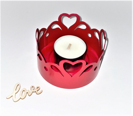 Cutie eleganta cu suport metalic pentru lumanare, set 4 lumanari tip pastila, ambalaj argintiu, handmade [1]