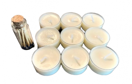 Lumanari neparfumate - Set lumanari neparfumate tip pastila din ceara naturala de soia, handmade, 9 buc, 160 g, ambalaj transparent.