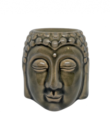 Vas de ceramica cap de Buddha maro pentru topirea bucatilor de ceara parfumata - aromaterapie