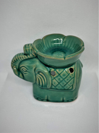 Vas de ceramica Elefantul verde norocos pentru topirea bucatilor de ceara parfumata [2]