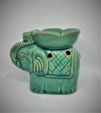 Vas de ceramica Elefantul verde norocos pentru topirea bucatilor de ceara parfumata [1]