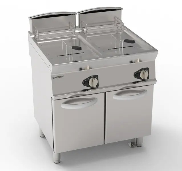 Friteusa gaz cu 2 cuve pe suport neutru inchis cu 2 usi, capacitate 17+17 Lt [1]