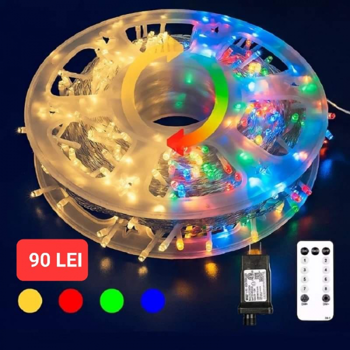 Instalatie de Craciun, Tip Liniara Rola 50 m, 400 LED-uri, Multicolor    [2]