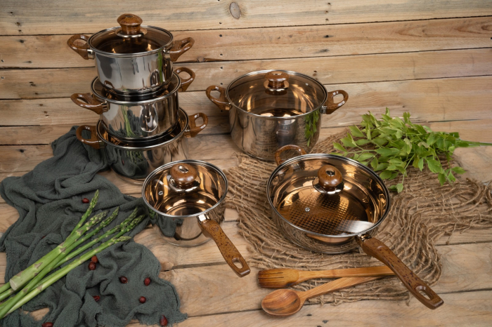 Set oale 12 piese inox compatibile gaz, inductie, cuptor [1]