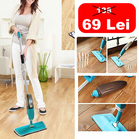 Mop cu Microfibra, Spray cu rezervor pulverizare apa