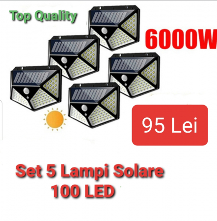 Casa si gradina - Set 5 lampi cu 100 led-uri si incarcare solara