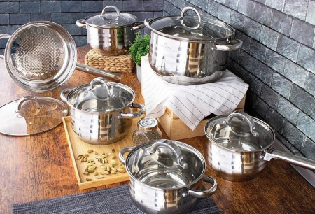 Bucatarie - Set oale 12 piese inox compatibile gaz, inductie, cuptor