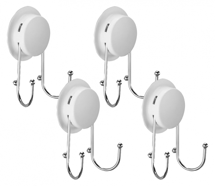 Set accesorii baie, 4 carlige duble cu ventuza HeavyLock [1]