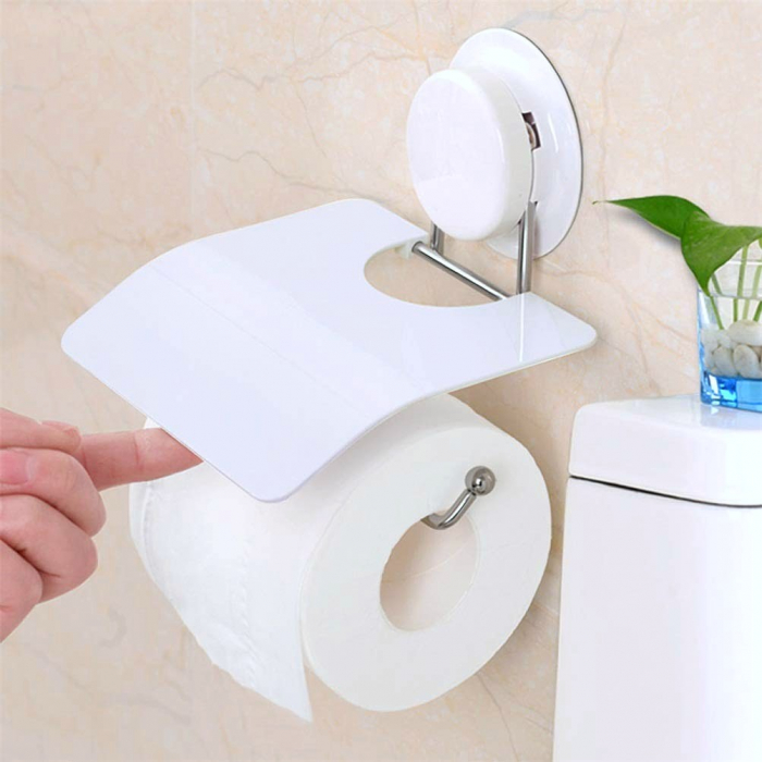 Set accesorii baie 4 piese (perie wc + suport hartie igienica + suport sapun + carlig dublu) cu ventuze HeavyLock [2]