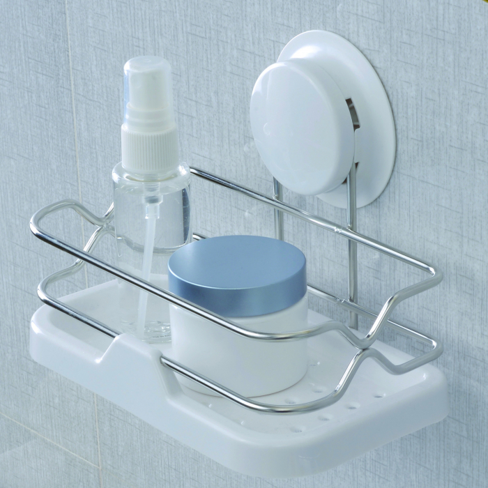 Set accesorii baie, 4 piese (etajera + minietajera + suport 2 pahare pentru periute dinti + carlig simplu) cu ventuze HeavyLock [3]