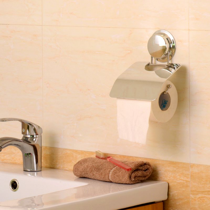 Set accesorii baie din inox, 4 piese (suport sapun + suport perie wc + suport hartie igienica + carlig dublu ) cu ventuze HeavyLock [4]