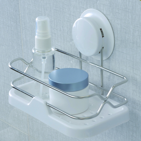 Set accesorii baie, 4 piese (etajera + minietajera + suport 2 pahare pentru periute dinti + carlig simplu) cu ventuze HeavyLock [2]