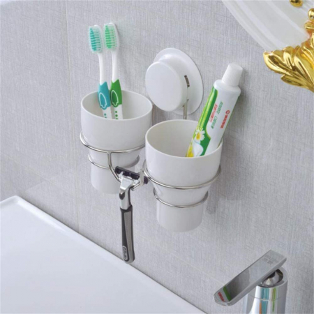 Suport 2 pahare pentru periute de dinti, cu ventuza HeavyLock [1]