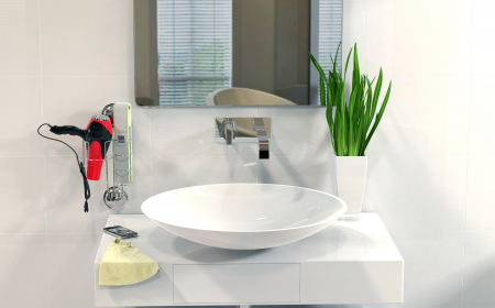 Baie - Suport pentru uscator si placa de par, din inox cu ventuze HeavyLock