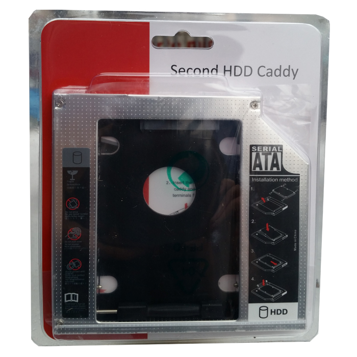 Adaptor HDD Caddy HDD/SSD, pentru unitati optice de grosime 12.7 mm, aluminiu, HOPE R [2]