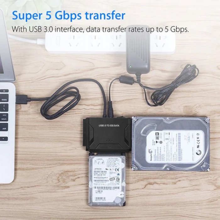 Adaptor USB 3.0 - SATA, IDE 2.5"/3.5", pentru transfer date HDD, SSD, DVD, alimentare 12V, HOPE R [5]