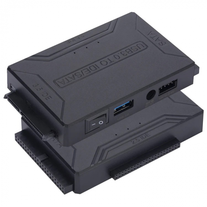 Adaptor USB 3.0 - SATA, IDE 2.5"/3.5", pentru transfer date HDD, SSD, DVD, alimentare 12V, HOPE R [3]