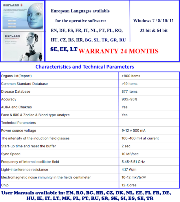 Aparat scanare biorezonanta magnetica BIOPLASM 18d /19d, 2 in 1 NLS, model 2025, diagnosticare si terapie [10]