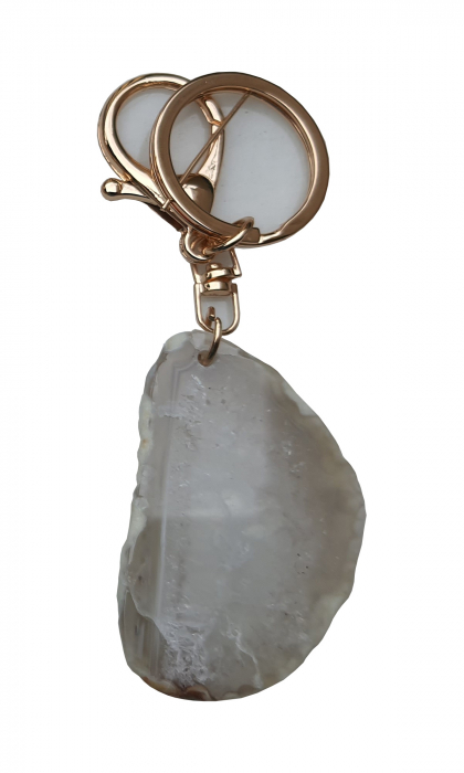 Breloc cu cristal natural de AGAT, pentru Ascendent sau Soare natal in Gemeni, pentru chakra, grena [6]