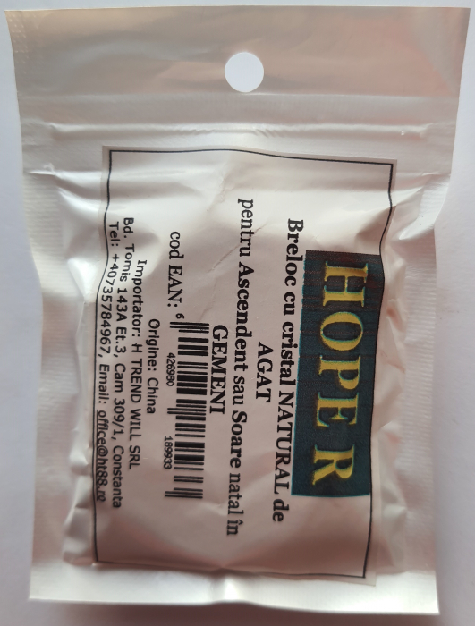 Breloc cu cristal natural de AGAT, pentru Ascendent sau Soare natal in Gemeni, pentru chakra, grena [15]