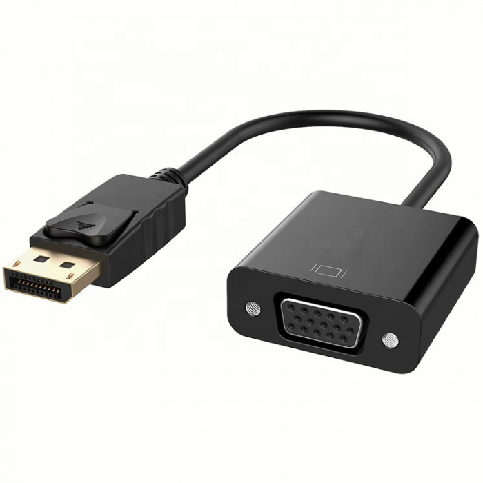 Cablu convertor Displayport (DP) tata aurit la VGA mama, negru, fara sunet [3]