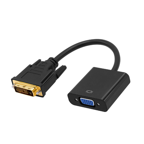 Cablu convertor DVI-D Dual Link 24+1 tata la VGA 15 pini mama, negru, 15cm, HOPE R [2]