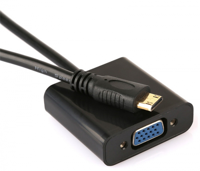 Cablu convertor micro HDMI tata la VGA mama cu cablu audio, 15 cm, HOPE R [2]