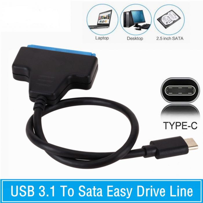 Cablu USB 3.1 tip C la SATA 7+15pin, HDD/SSD 2.5", lungime 10cm, HOPE R [7]