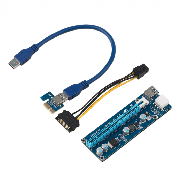 Card Riser pentru mining PCIE x1-x16 006c cablu PCIE 6pin - SATA cablu USB3.0 60cm HOPE R [3]