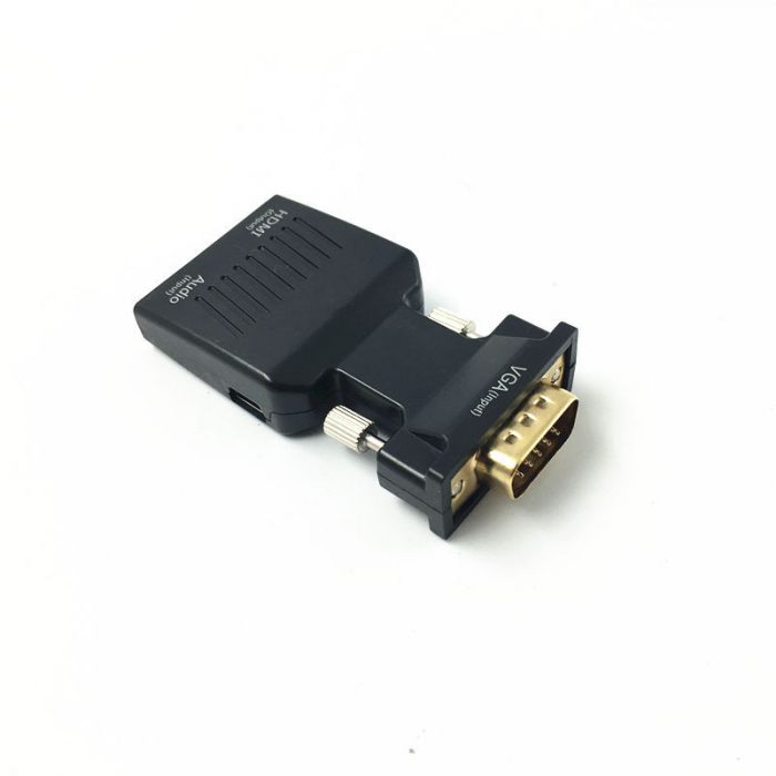 Convertor VGA tata la HDMI mama, cu cablu audio, 1080P, mufa aurie, HOPE R [2]
