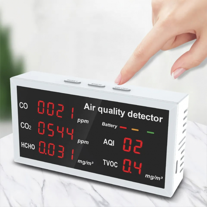 Detector calitate aer 5 in 1 HOPE R, CO, CO2, HCHO, TVOC, AQI cu acumulator incorporat [5]
