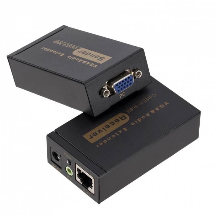 Extender semnal video VGA pana la 100m, cu transmitator si receiver RJ45 Ethernet Cat5/6, rezolutie 1080p, HOPE R [2]