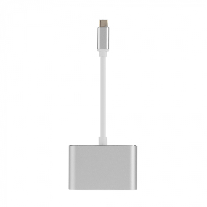 Hub 2 in 1 USB 3.1 type C la HDMI 4K, VGA pentru Samsung, Mackbook, argintiu [5]