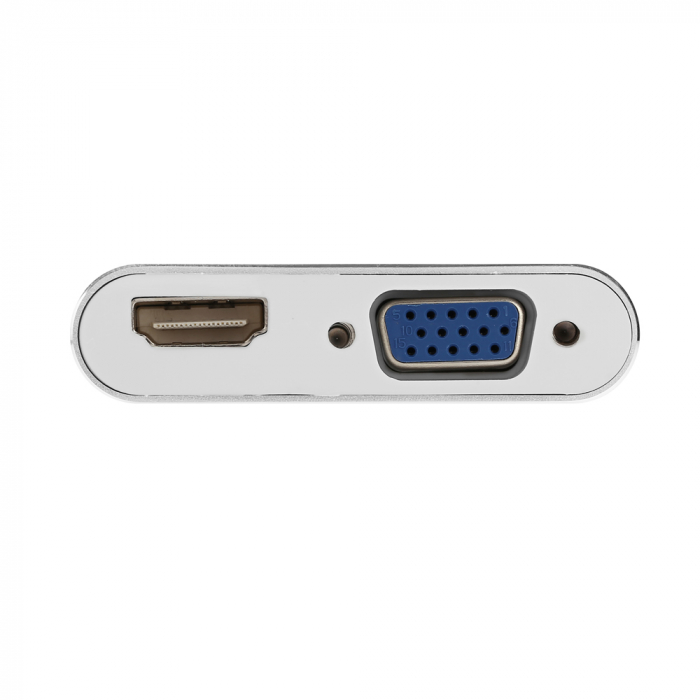Hub 2 in 1 USB 3.1 type C la HDMI 4K, VGA pentru Samsung, Mackbook, argintiu [2]