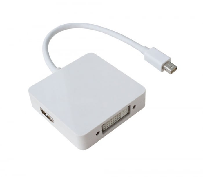 Hub 3 in 1 Adaptor Mini Displayport la DisplayPort, DVI, HDMI, 20 cm, alb [3]