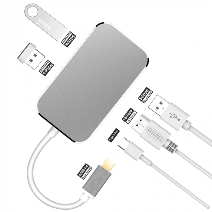 Hub 5 in 1 USB 3.1 Type-C la HDMI 4K, 3 x USB 3.0, 1 x USB3.1 pana la 5 Gbps, HOPE R [3]