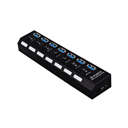 Hub 7 porturi USB3.0, HOPE R, 5Gbps, cu comutatoare, cablu usb si alimentator [4]