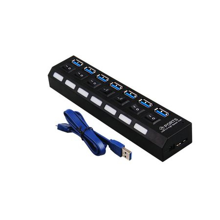 Hub 7 porturi USB3.0, HOPE R, 5Gbps, cu comutatoare, cablu usb si alimentator [2]